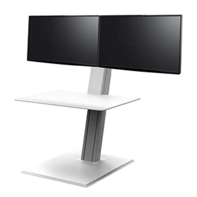 Humanscale QuickStand Eco für zwei Monitore, große Tastaturablage, weiß