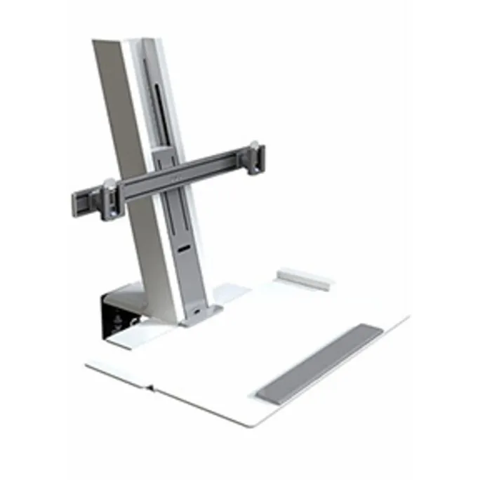 Humanscale QuickStand für zwei Monitore, große Tastaturablage, weiß