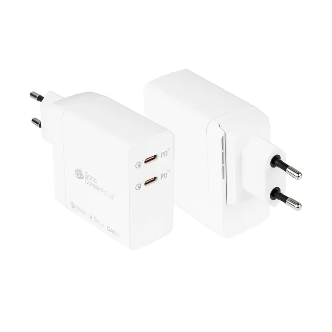 GC USB-Schnellladegerät 140W GaN-Technologie, 2x USB-C, PD 3.1, QC 5.0, PPS weiß