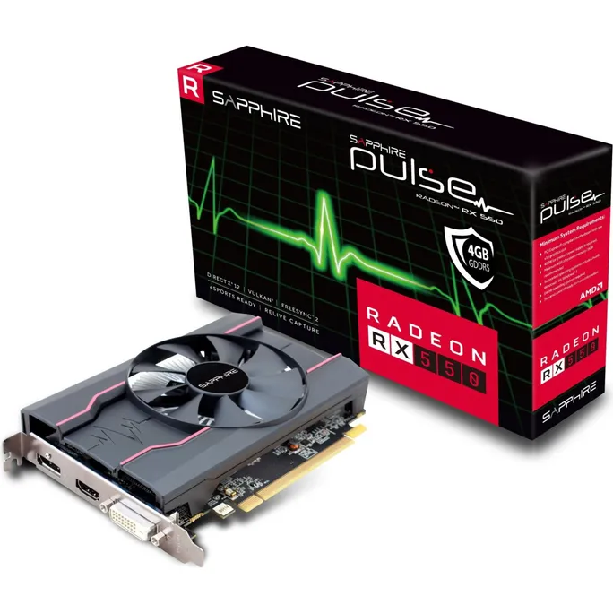 Sapphire AMD Radeon RX 550 Pulse OC 4GB Grafikkarte HDMI/DP/DVI-D