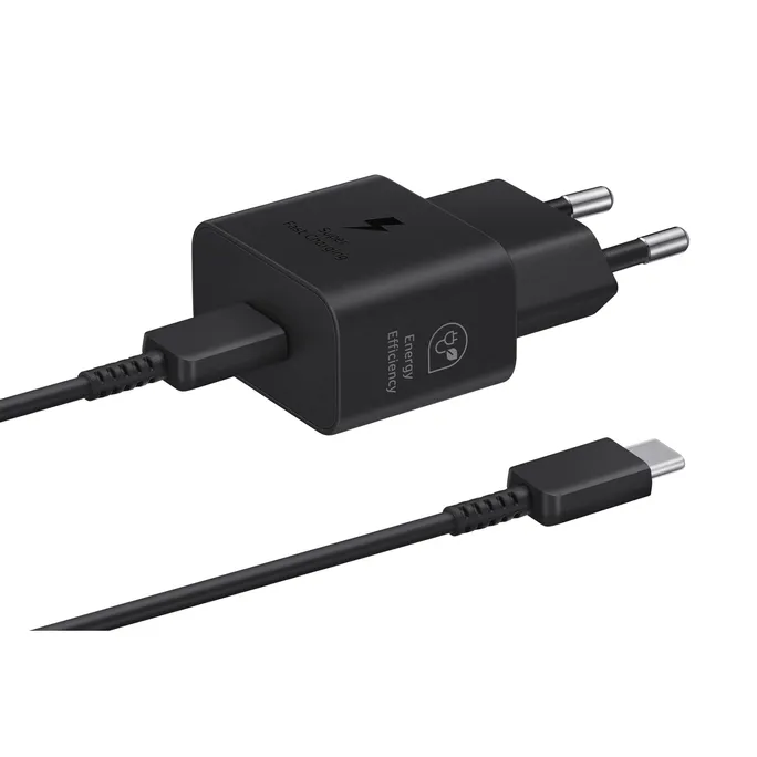 Samsung Schnellladegerät T2510 USB-C 25W mit Datenkabel, Schwarz