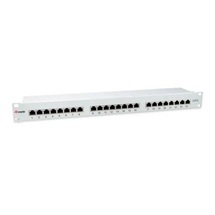 EQUIP 326325 24-Ports Cat.6 Geschirmtes Patch Panel, Hellgrau