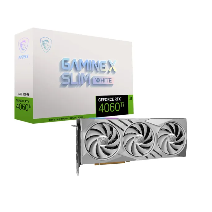 MSI GeForce RTX 4060Ti Gaming X Slim White 16GB GDDR6 Gaming Grafikkarte