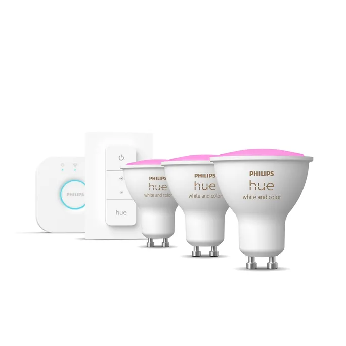 EDU: Philips Hue Starter Set White & Col. Amb. GU10 3x350lm & Dimmschalter