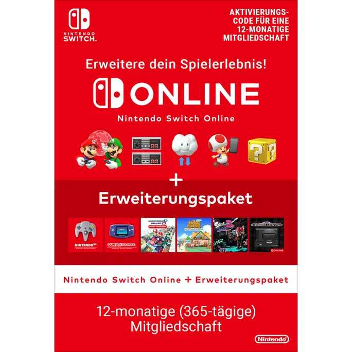 Nintendo Switch Online 12 Monate+ Erweiterungspaket Digital Code