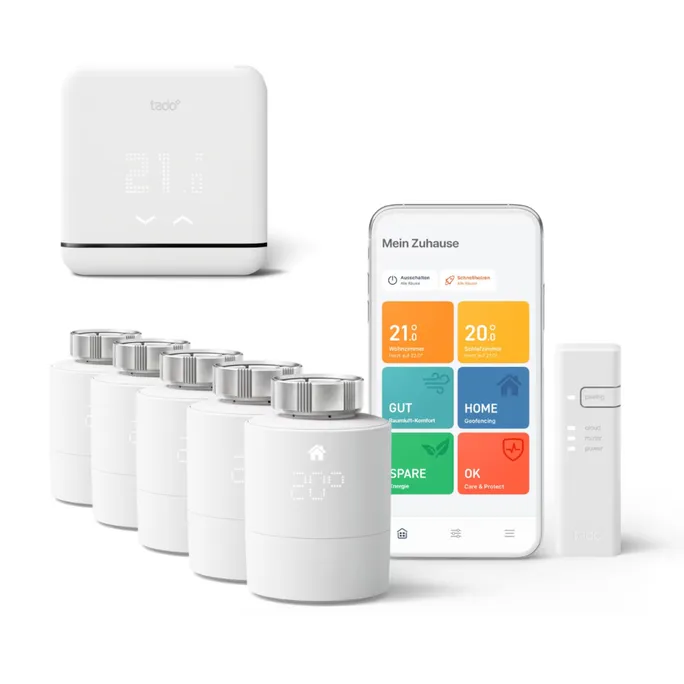 tado° V3+ Starter Set (Verkabelt) für Fußbodenheizung • 2 Thermostate • schwarz