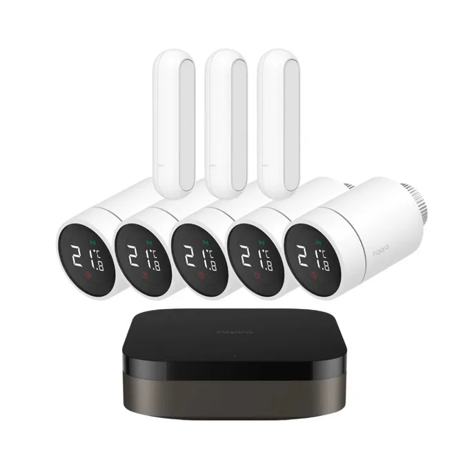 Aqara Starter Set Smarte Heizung  • 5x Thermostat • 3x Tür-/Fensterkontakt • Hub M3