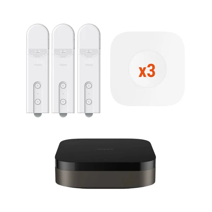 Aqara Starter Set Smarte Beschattung • 3x Rollladenaktor • 3x Switch T1 • Hub M3