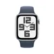 Apple Watch Series SE (2023) Aluminium 44mm silber (Sportarmband sturmblau) M/L