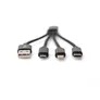 DIGITUS 3-in-1 Ladekabel, USB A - Lightning + Micro USB + USB-C, schwarz