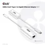 Club 3D USB 3.2 Gen2 Typ-C auf Gigabit Ethernet LAN Adapter 0,2m schwarz