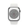Apple Watch Series 8 LTE 45mm Edelstahl Silber Sportarmband Weiß