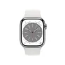 Apple Watch Series 8 LTE 41mm Edelstahl Silber Sportarmband Weiß