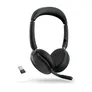Jabra Evolve2 65 Flex UC Stereo USB Headset schwarz USB-A Wireless-Charging-Pad