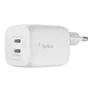Belkin 65W Dual USB-C Ladegerät, Power Deliver, PPS, weiß, universal