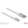 Delock USB Daten- und Ladekabel für iPhone™, iPad™, iPod™ DuPont Kevlar® weiß 3m