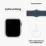 Apple Watch Series 9 GPS 41mm Aluminium Silber Sportarmband Sturmblau - M/L
