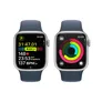 Apple Watch Series 9 LTE 41mm Aluminium Silber Sportarmband Sturmblau M/L