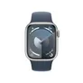 Apple Watch Series 9 LTE 41mm Aluminium Silber Sportarmband Sturmblau M/L