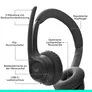 Logitech Zone 300 Headset Schwarz - Kabelloses Headset für Home Office & Büro